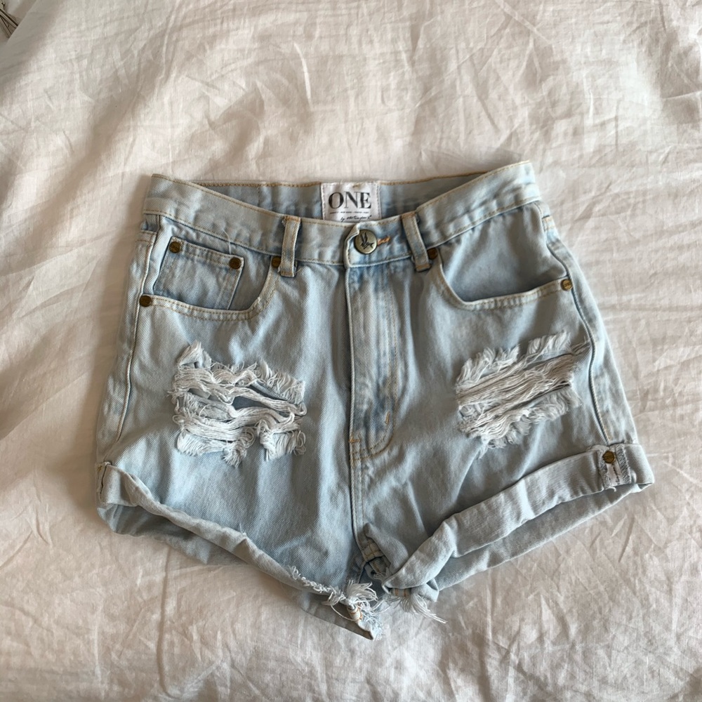 High waisted jean shorts